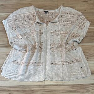 Beige Knit Short Sleeve Cardigan